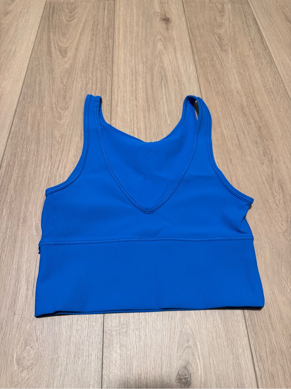 Lululemon Power Pivot Blue Ribbed V-Neck Crop Tank Top size xs/s